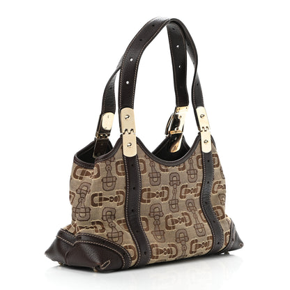 Gucci Canvas Horsebit Print Shoulder Bag Brown 3 of 11