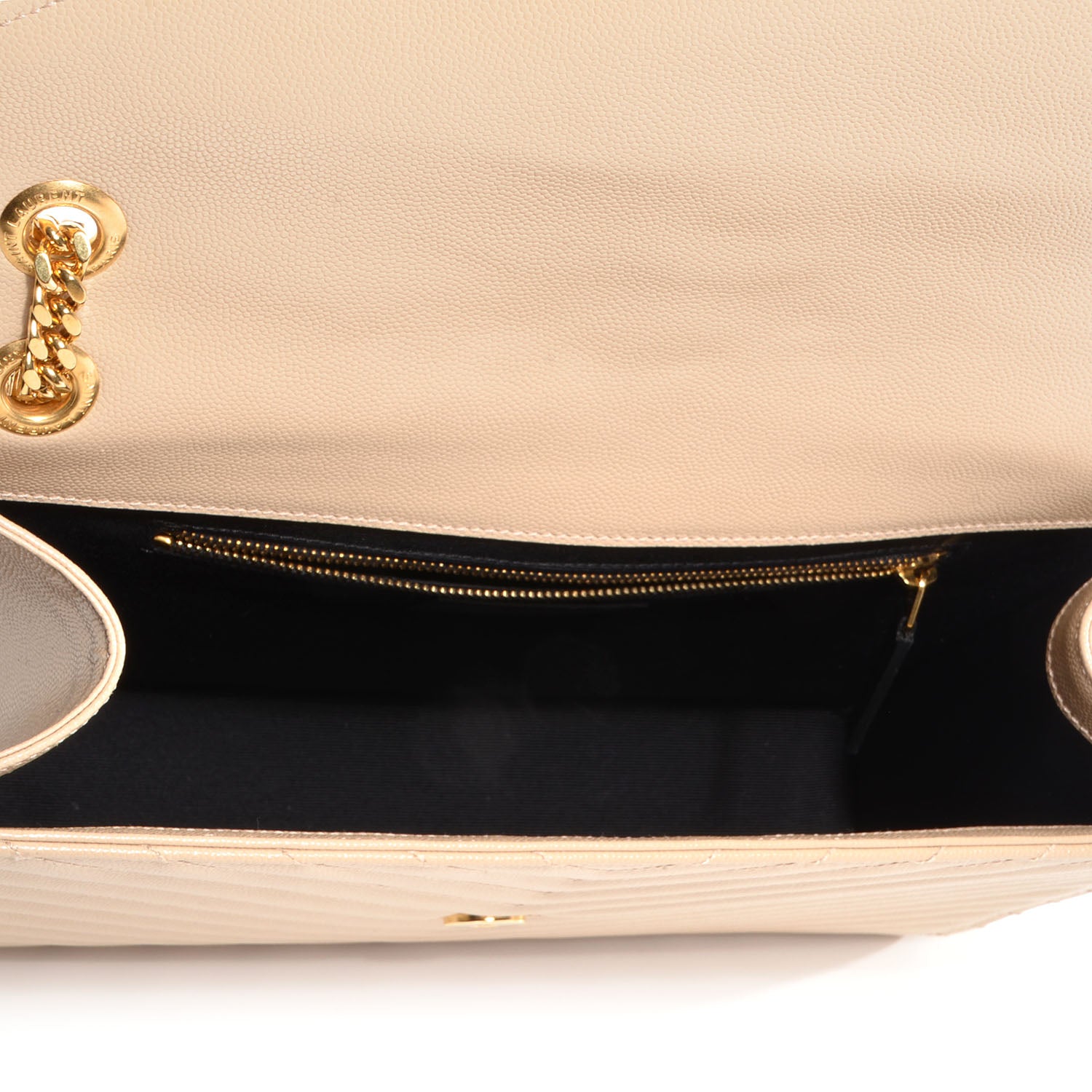Saint Laurent Matelasse Chevron Monogramme Large Satchel Beige 5 of 9