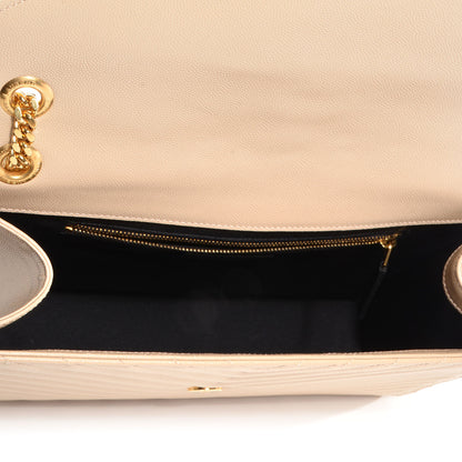 Saint Laurent Matelasse Chevron Monogramme Large Satchel Beige 5 of 9
