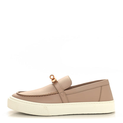 Hermes Calfskin Game Slip On Sneakers 37.5 Beige Nude 1 of 8