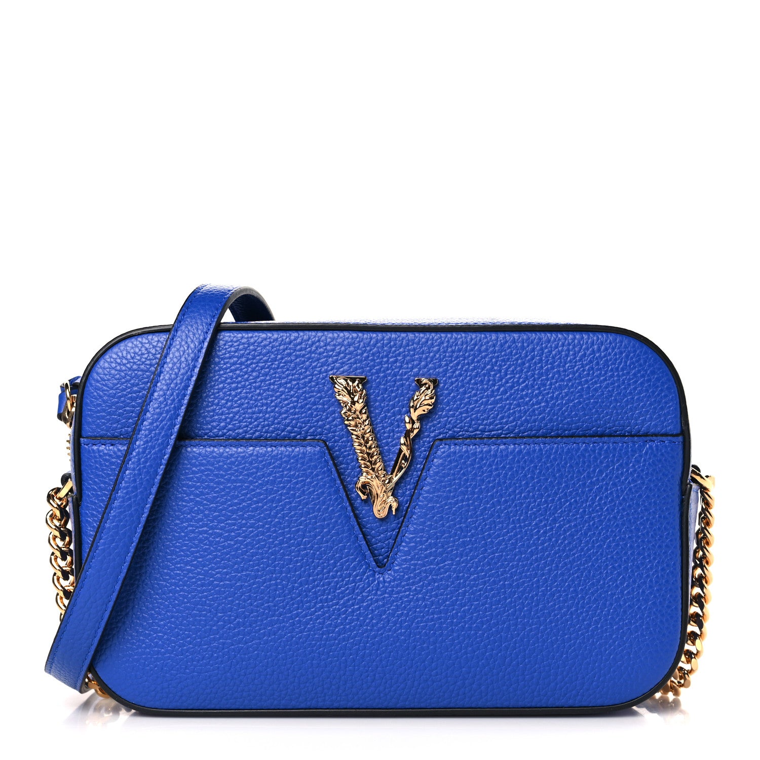 Versace Grainy Calfskin Small Virtus Camera Bag Blue 1 of 8