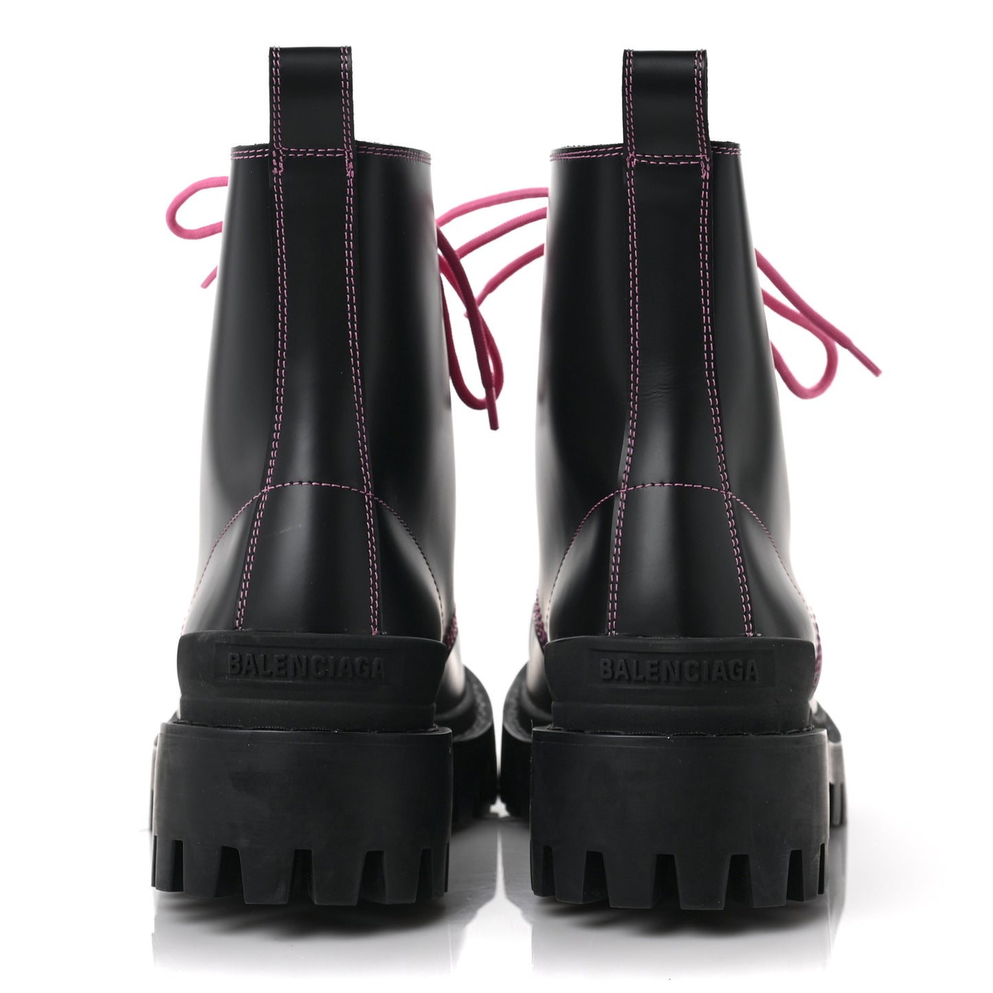 Calfskin Womens Strike 20mm Lace Up Boots 39 Black Fluo Pink