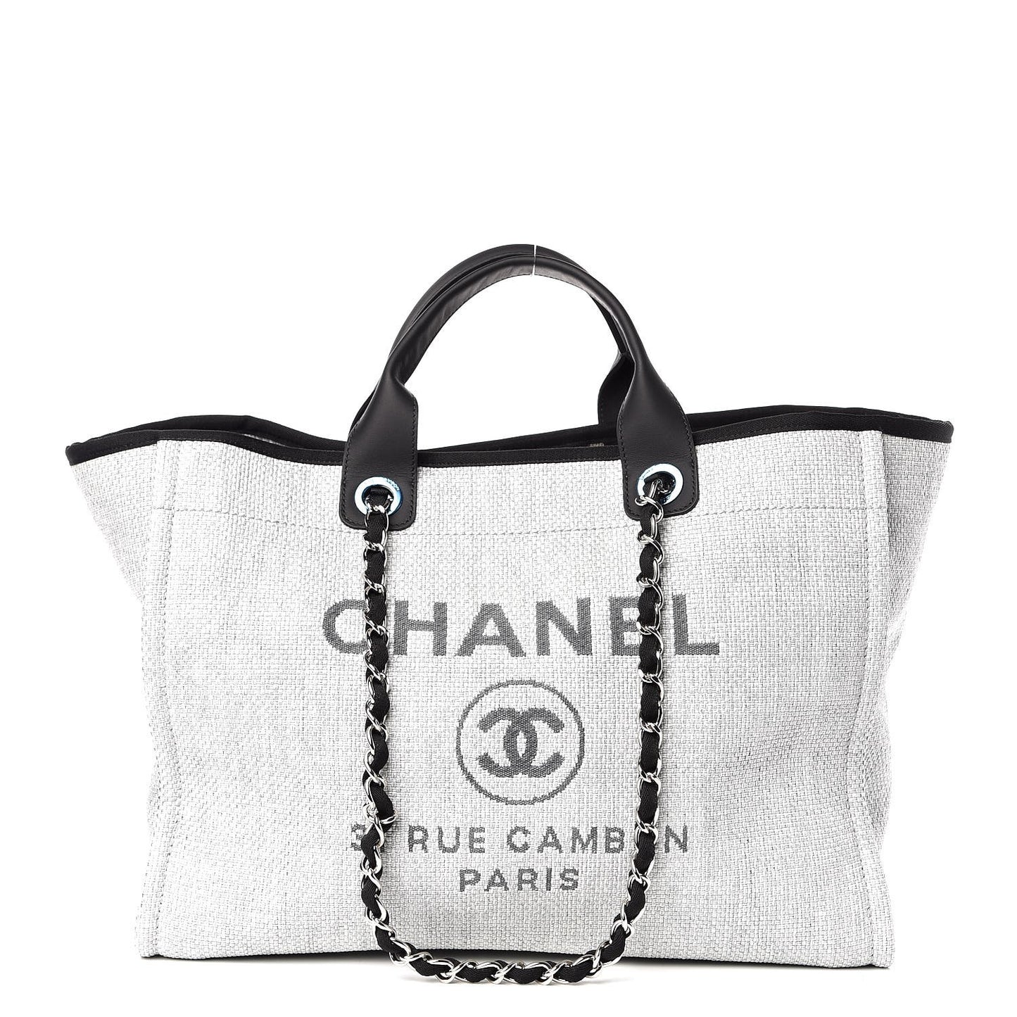 Woven Straw Raffia Large Deauville Tote Grey