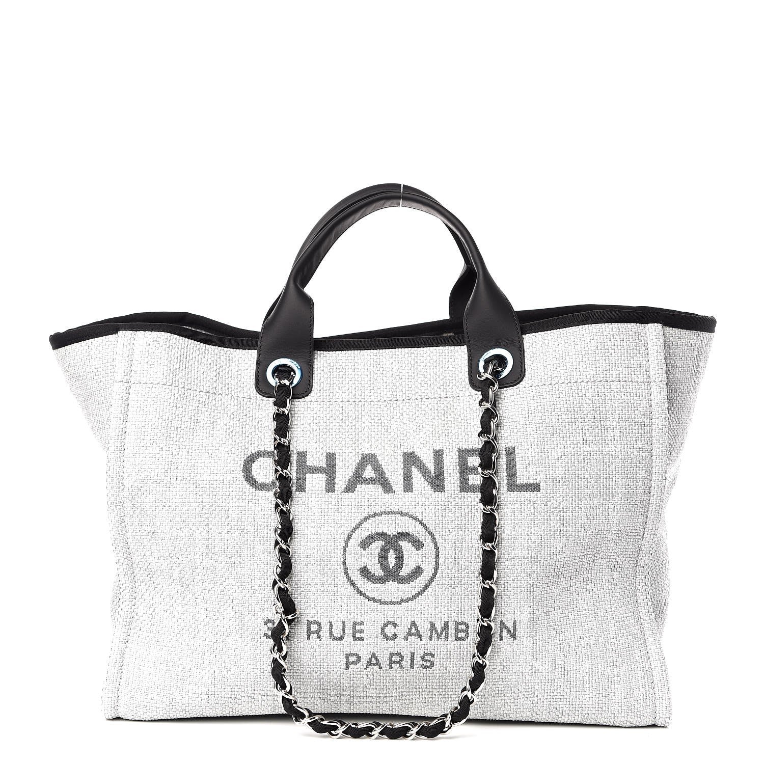 Chanel Woven Straw Raffia Large Deauville Tote Grey 1 of 8