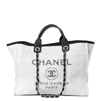 Chanel Woven Straw Raffia Large Deauville Tote Grey 1 of 8
