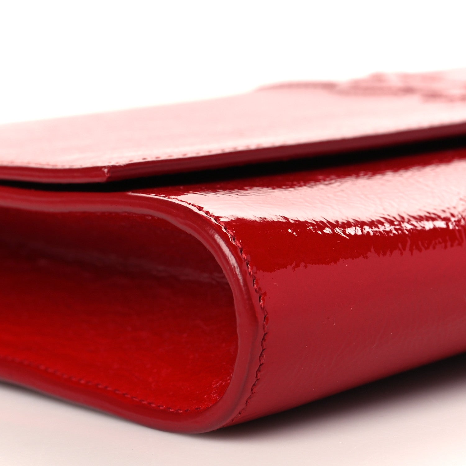 Saint Laurent Textured Patent Calfskin Large Belle De Jour Clutch Red 8 of 9