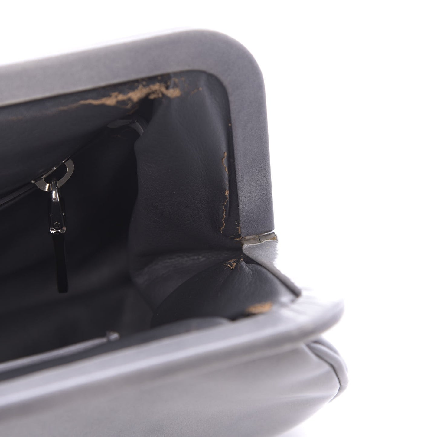 Spazzolato Kisslock Clutch Grigio