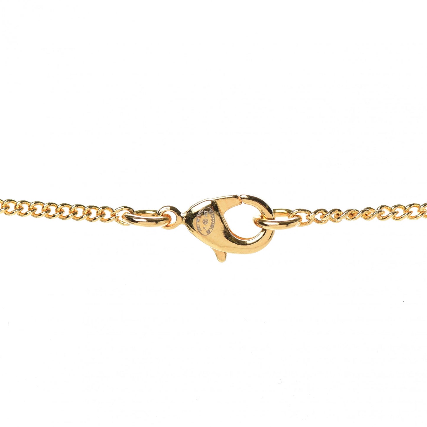 Metal CC Paris Button Necklace Gold