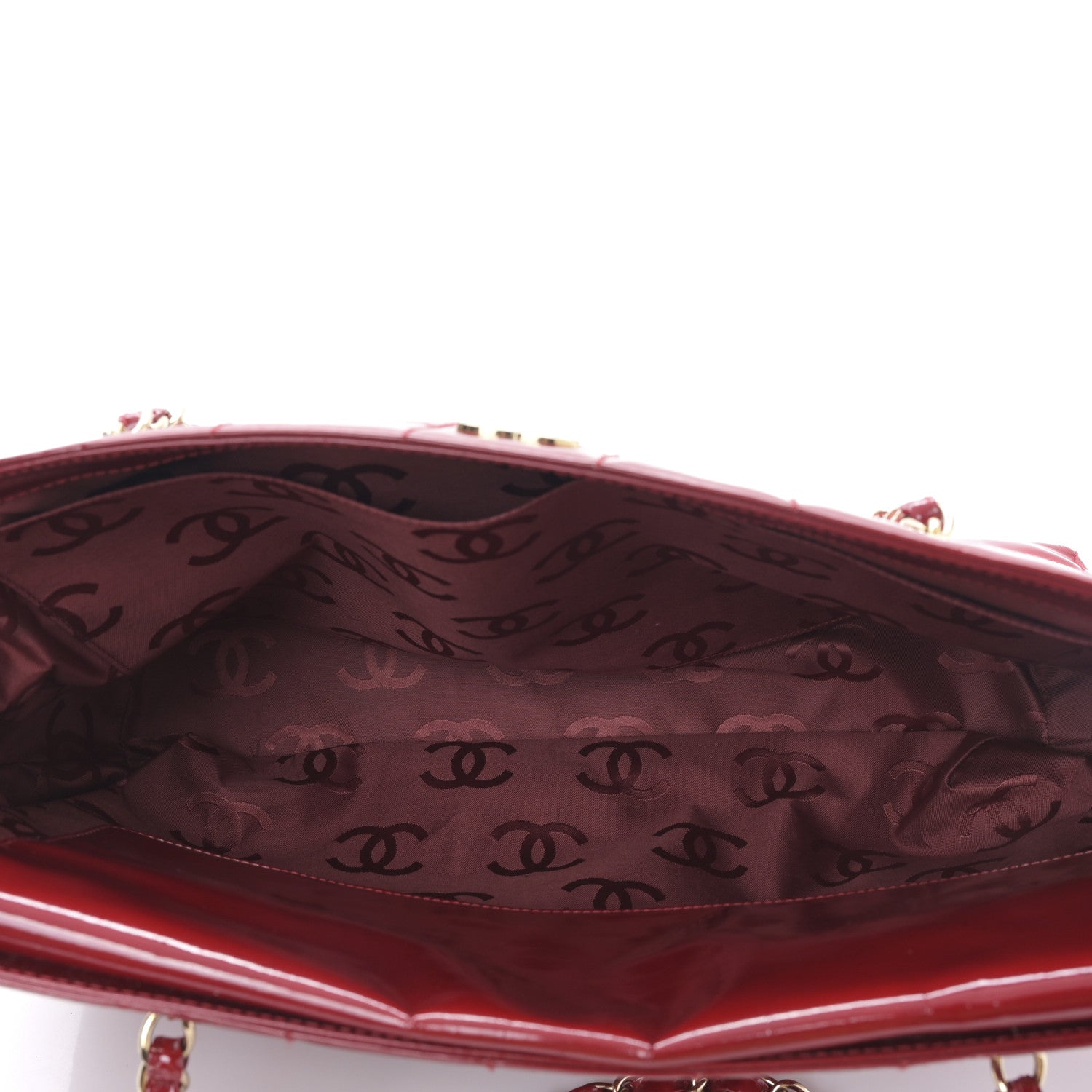 Chanel Patent Chocolate Bar Quilted Tote Red 5 of 8