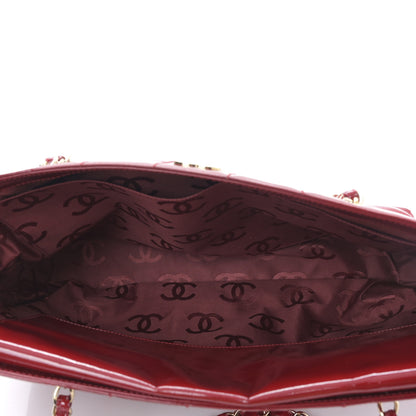 Chanel Patent Chocolate Bar Quilted Tote Red 5 of 8