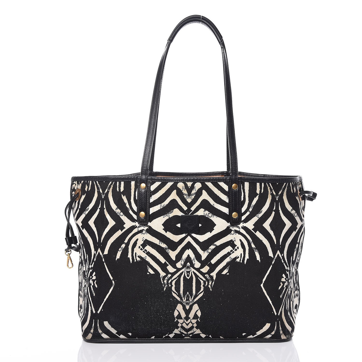 MCM Visetos Medium Anya Shopping Tote Cognac Black 9 of 37