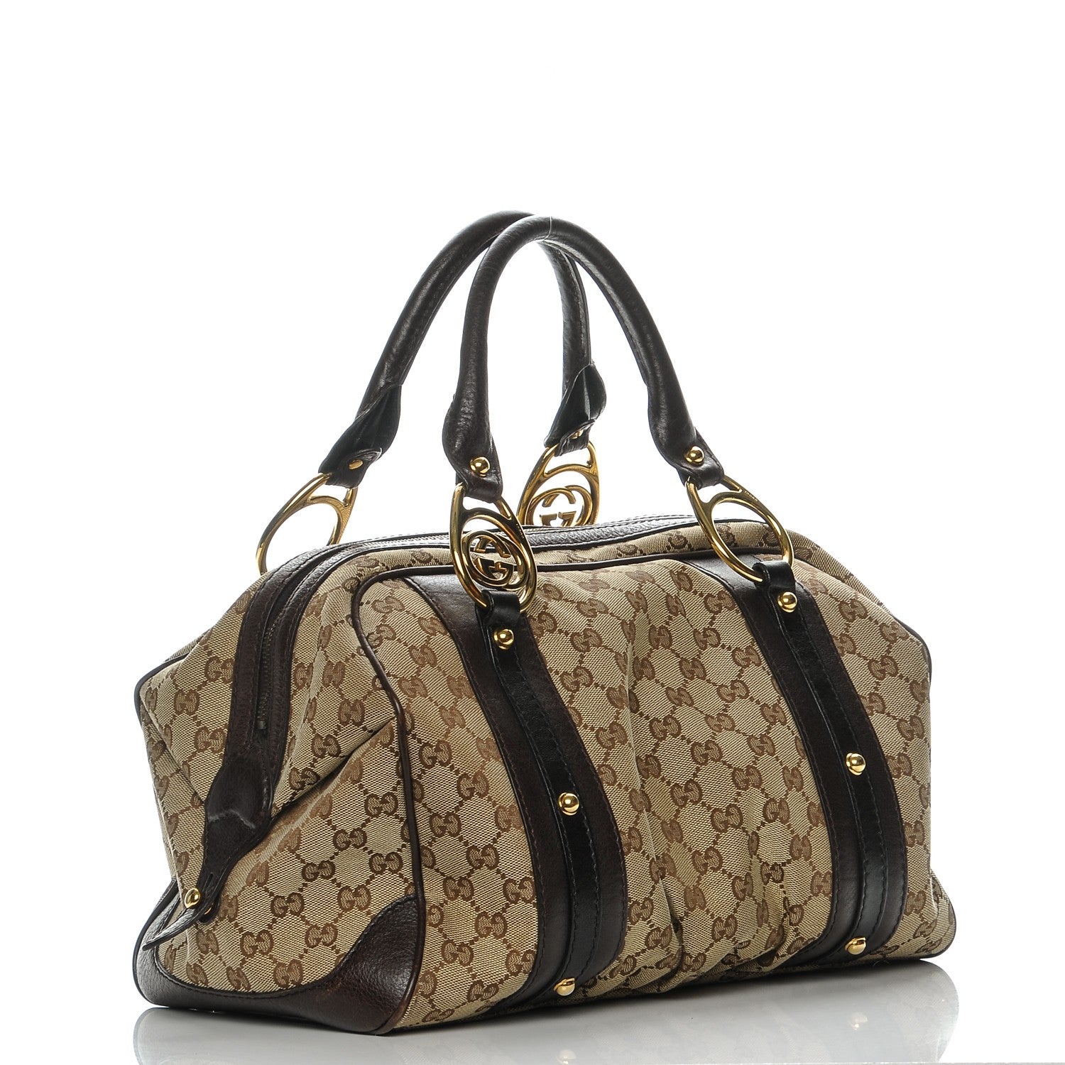 Gucci Monogram Interlocking Medium Boston Dark Brown 3 of 7