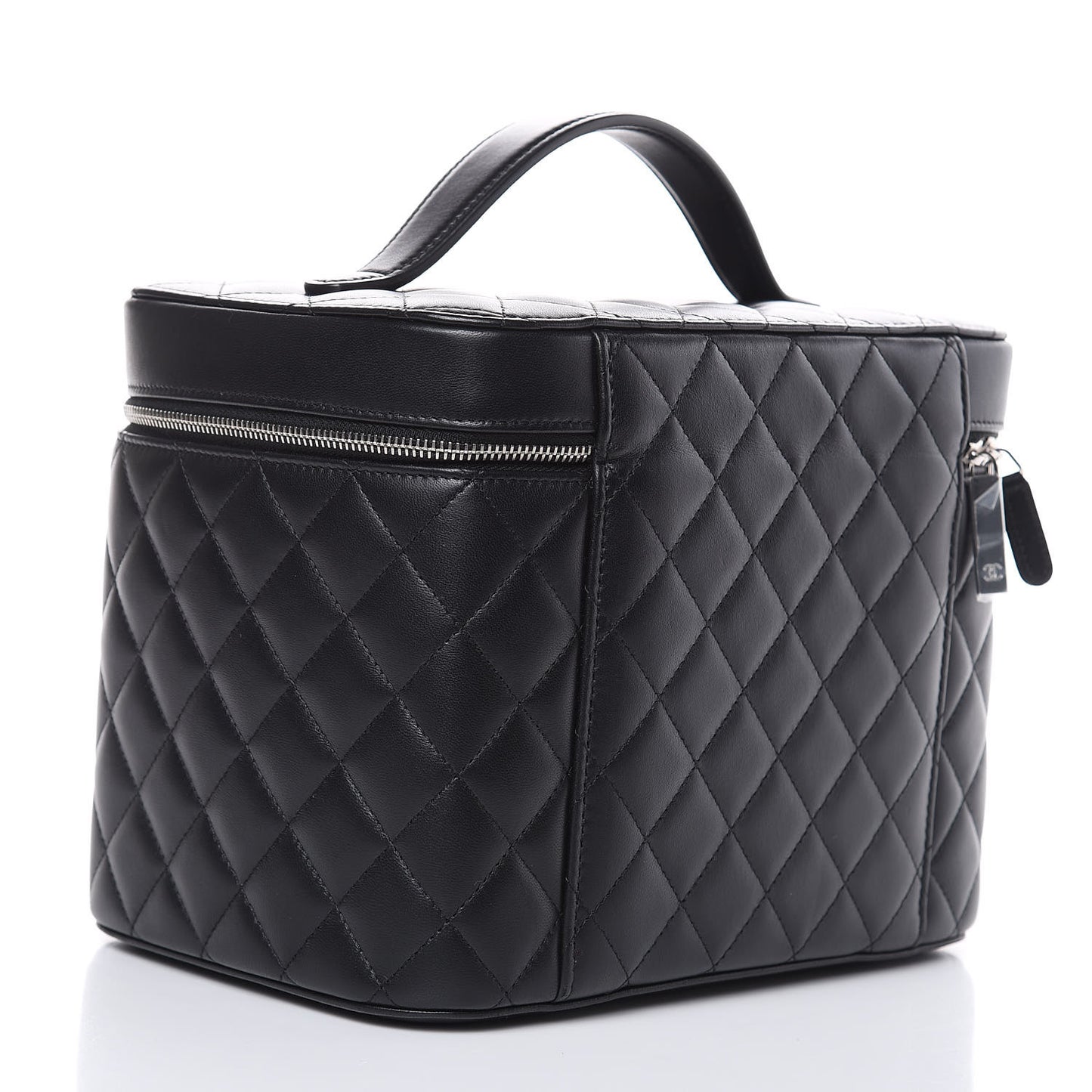 Lambskin Quilted Small Vanity Pouch Black