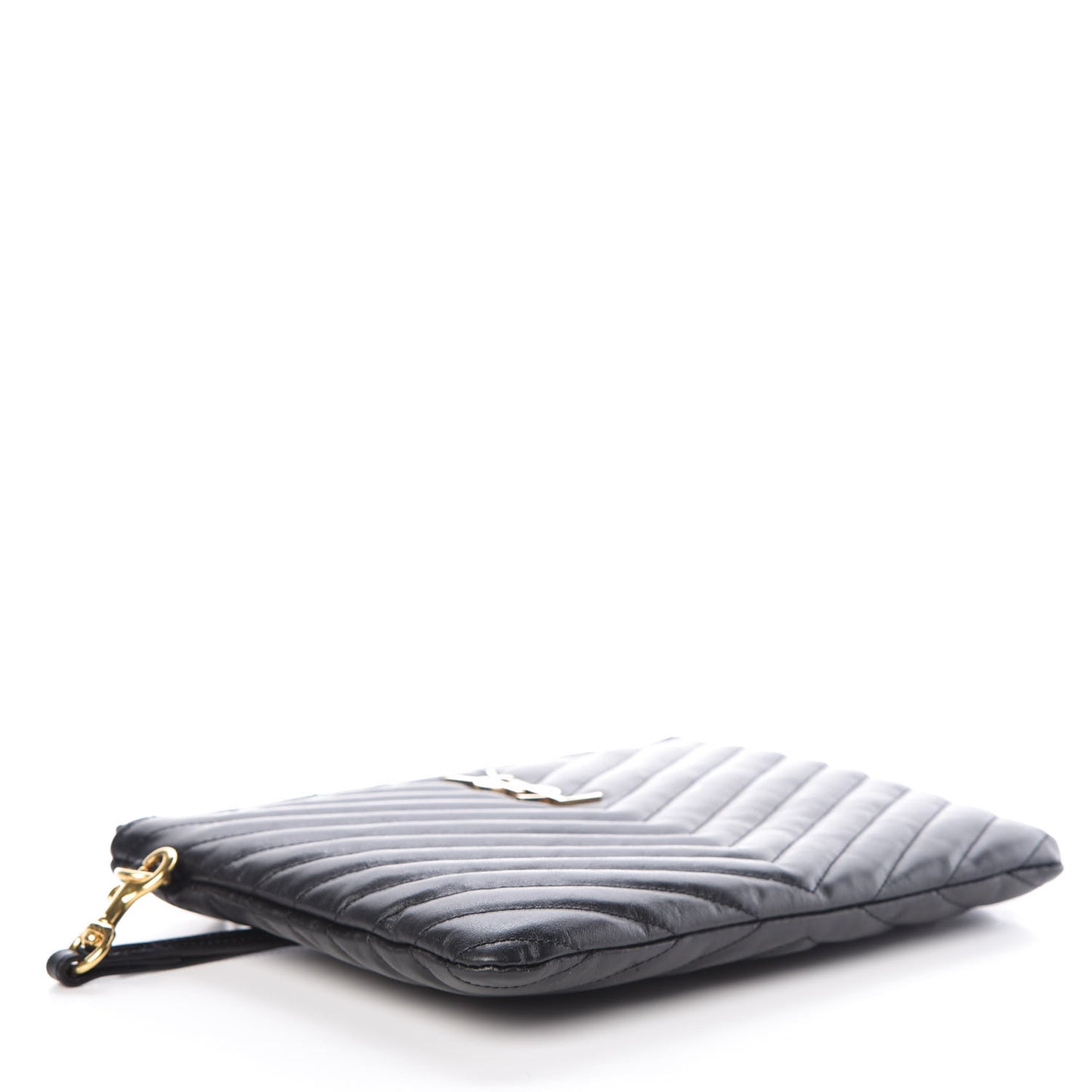 Calfskin Matelasse Chevron Monogram A5 Wristlet Black