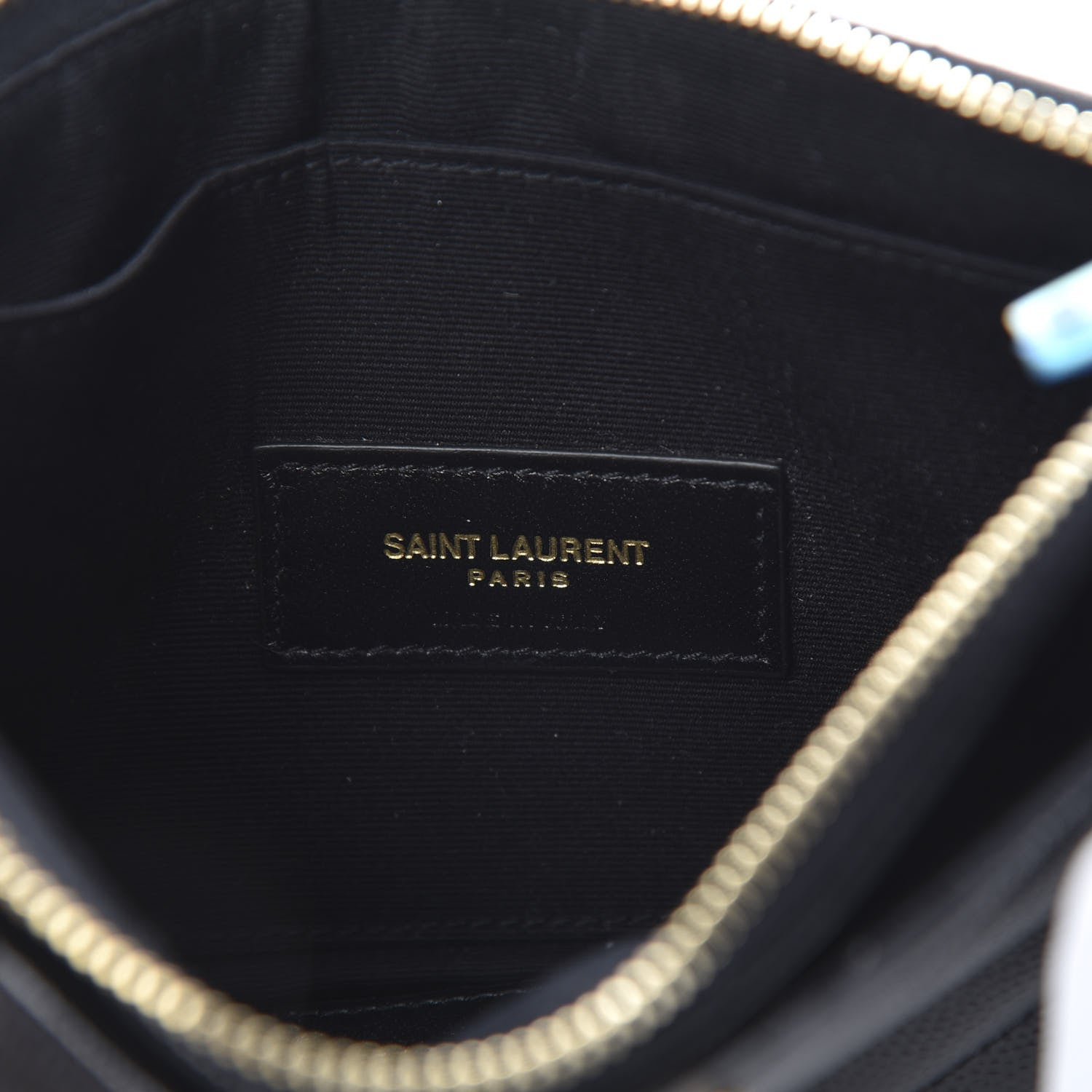 Saint Laurent Grain De Poudre Chevron Monogram Bill Pouch Black 6 of 8