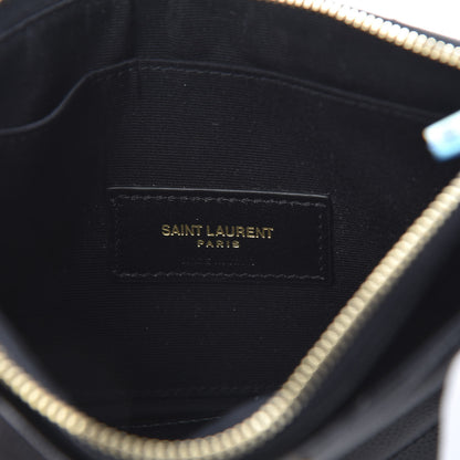 Saint Laurent Grain De Poudre Chevron Monogram Bill Pouch Black 6 of 8