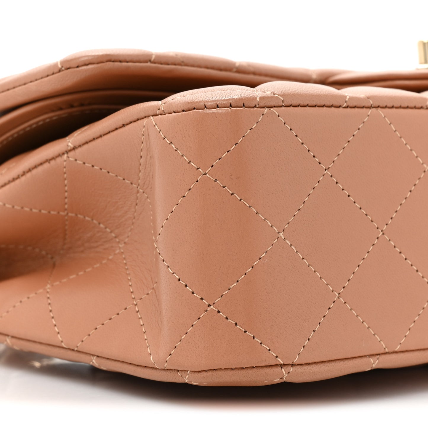 Lambskin Quilted Medium Double Flap Brown