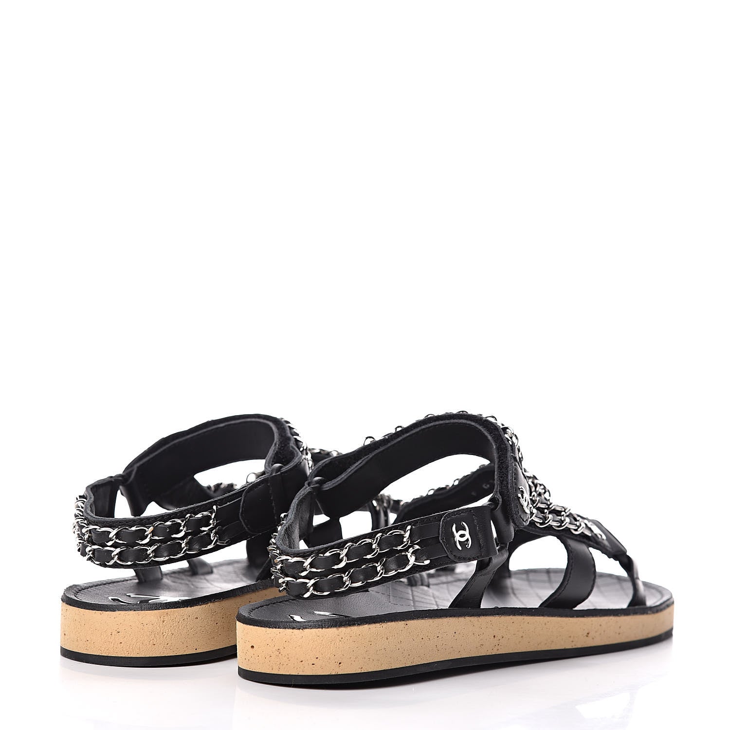 Chanel Lambskin Chain Sandals 41 Black 4 of 8