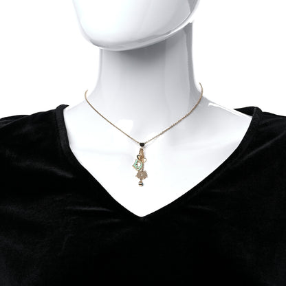 Christian Dior Resin Flower Heart Logo Charm Necklace Blue 3 of 6