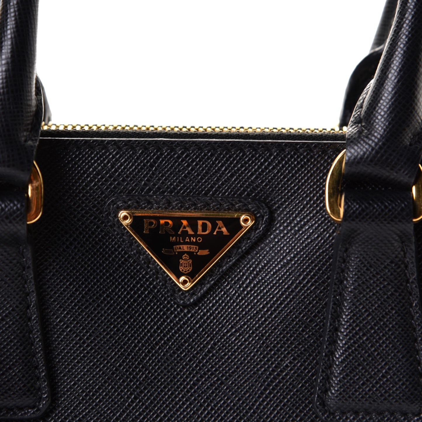 Saffiano Lux Micro Galleria Double Zip Tote Black