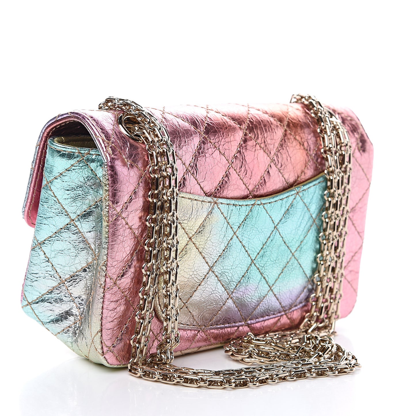 Metallic Goatskin Quilted Mini 2.55 Reissue Flap Multicolor