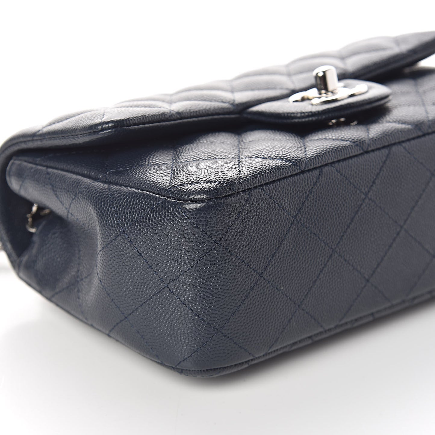 Caviar Quilted Mini Rectangular Flap Navy