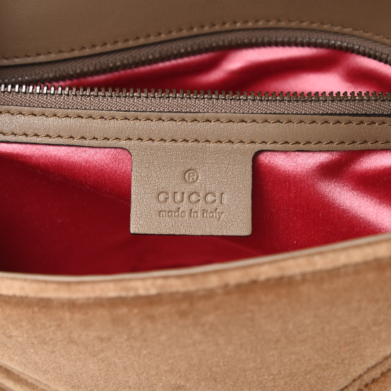Gucci Velvet Matelasse Small GG Marmont Shoulder Bag Taupe 6 of 13