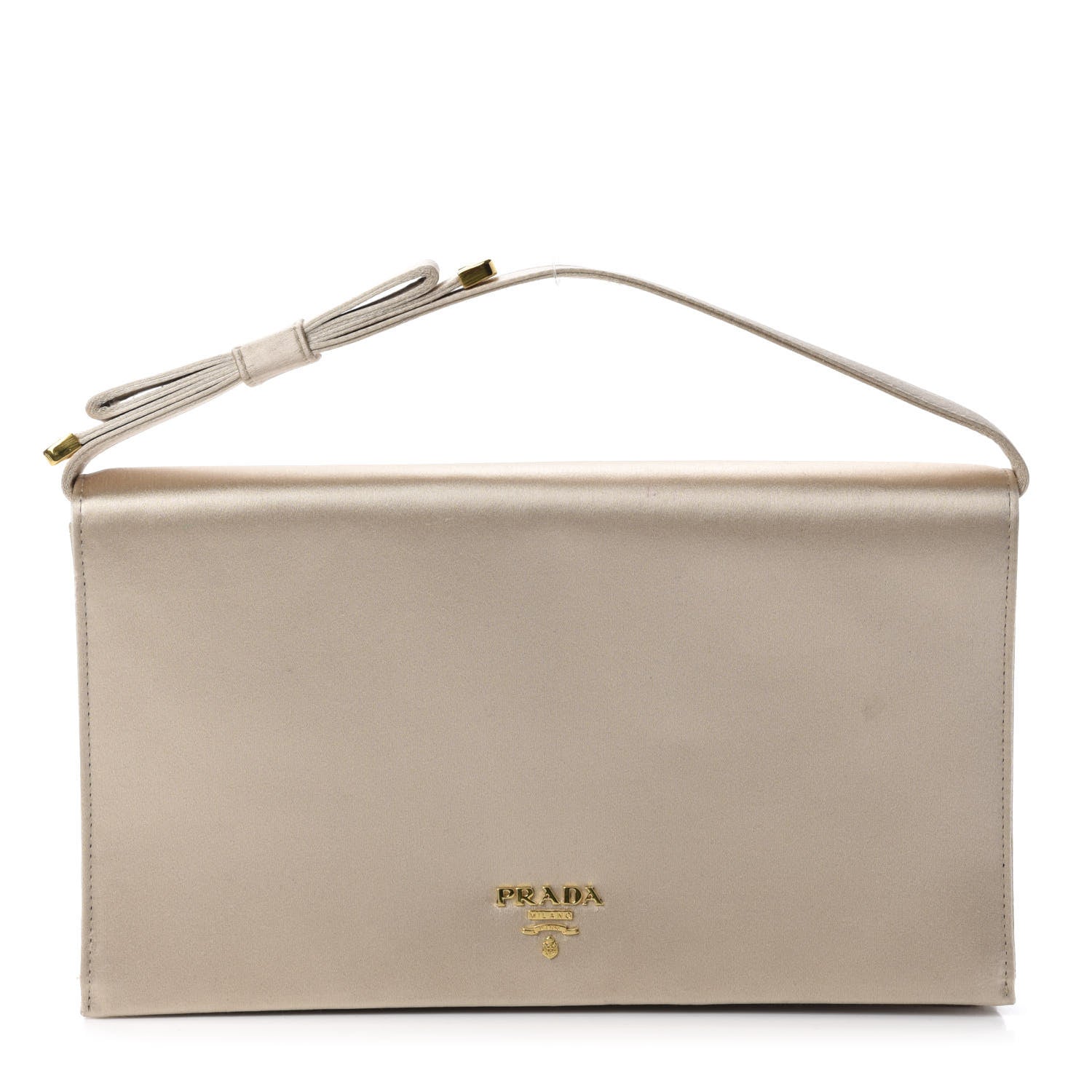 Prada Satin Flap Clutch Bag Sabbia 1 of 9