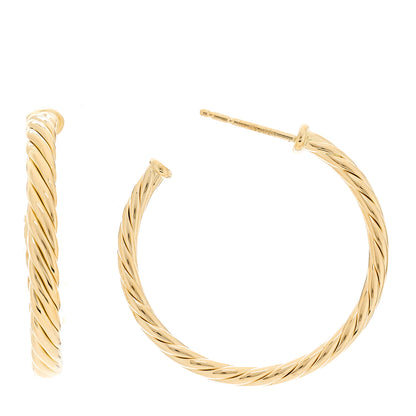 David Yurman 18K Yellow Gold Small Cablespira Hoop Earrings 1 of 5
