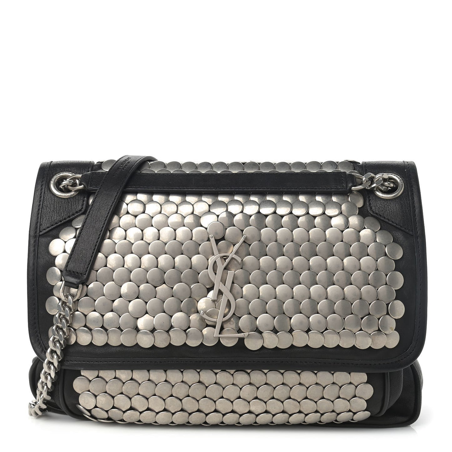 Calfskin Monogram Armature Medium Niki Chain Satchel Black