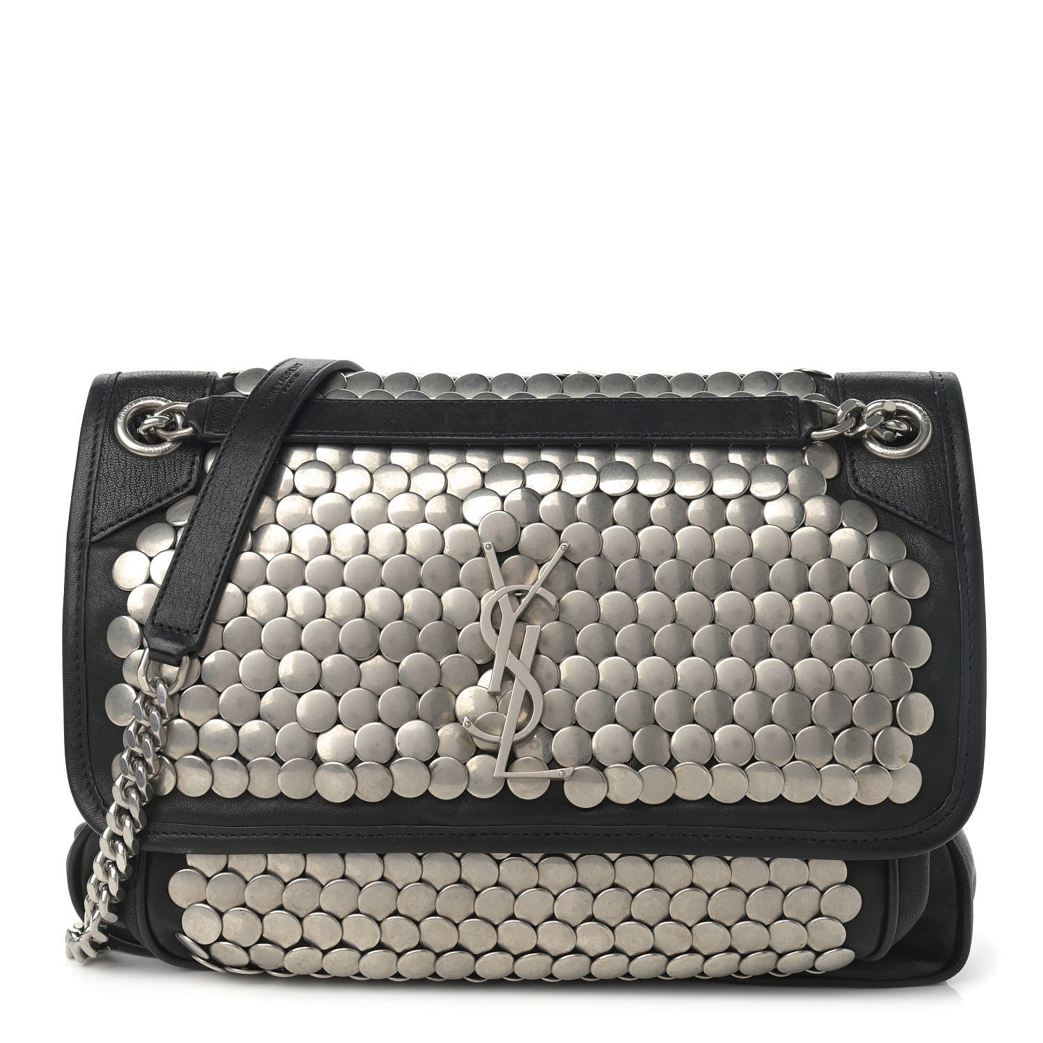 Saint Laurent Calfskin Monogram Armature Medium Niki Chain Satchel Black 1 of 11