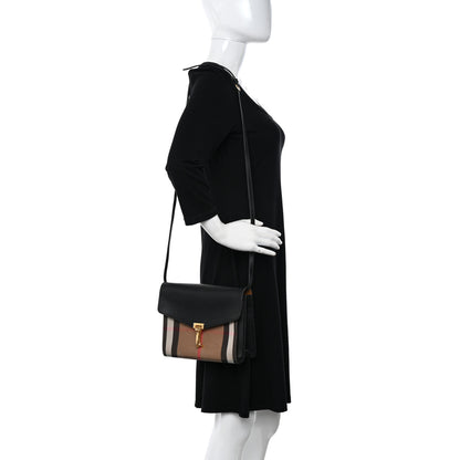 Burberry Derby Calfskin House Check Small Macken Crossbody Bag Black 2 of 11