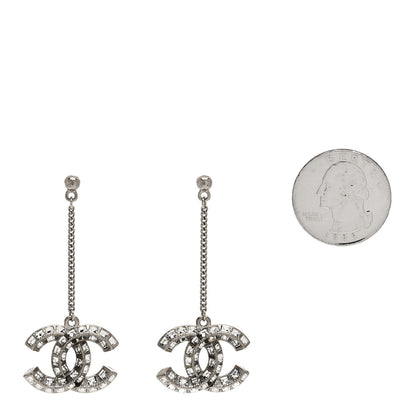 Chanel Baguette Crystal CC Drop Earrings Silver 2 of 5