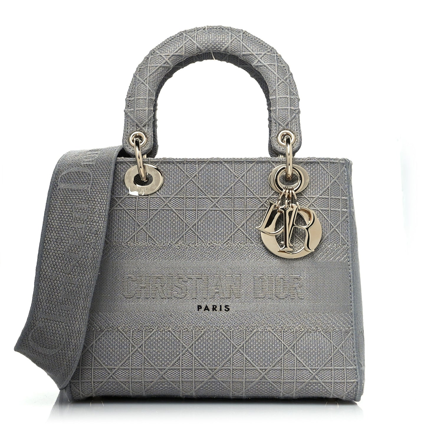 Canvas Embroidered Cannage Medium Lady D-Lite Gray