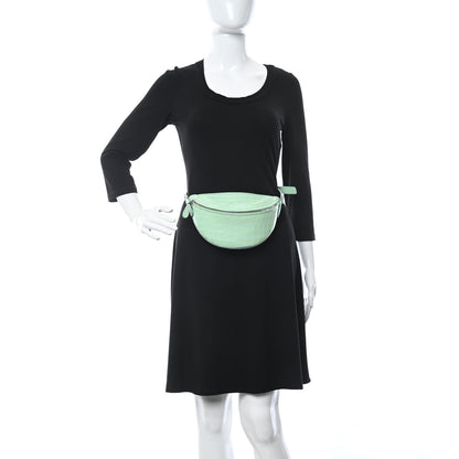 Balenciaga Shiny Calfskin Crocodile Embossed XXS Souvenir Belt Bag Green 2 of 10