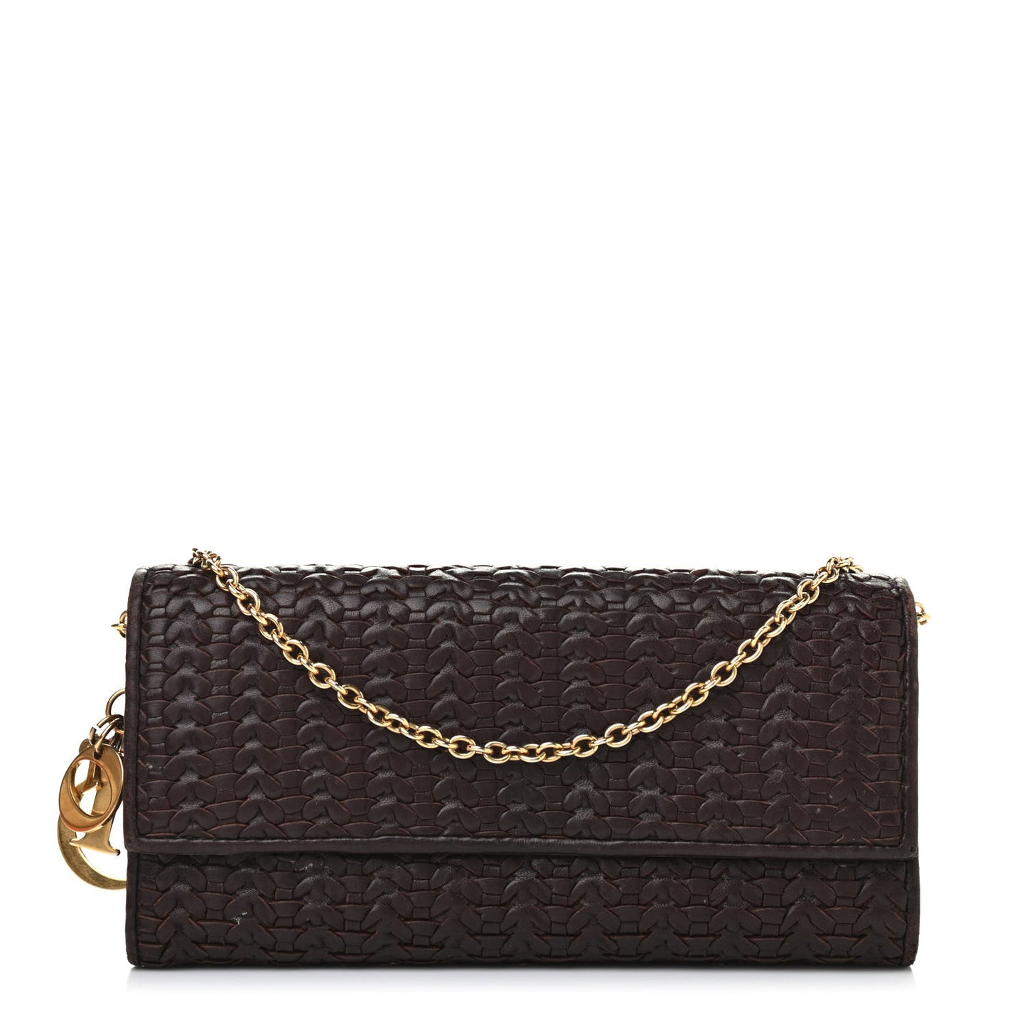Woven Lady Dior Rendezvous Wallet On Chain Brown