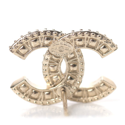 Chanel Crystal Timeless CC Earrings Light Gold 4 of 4