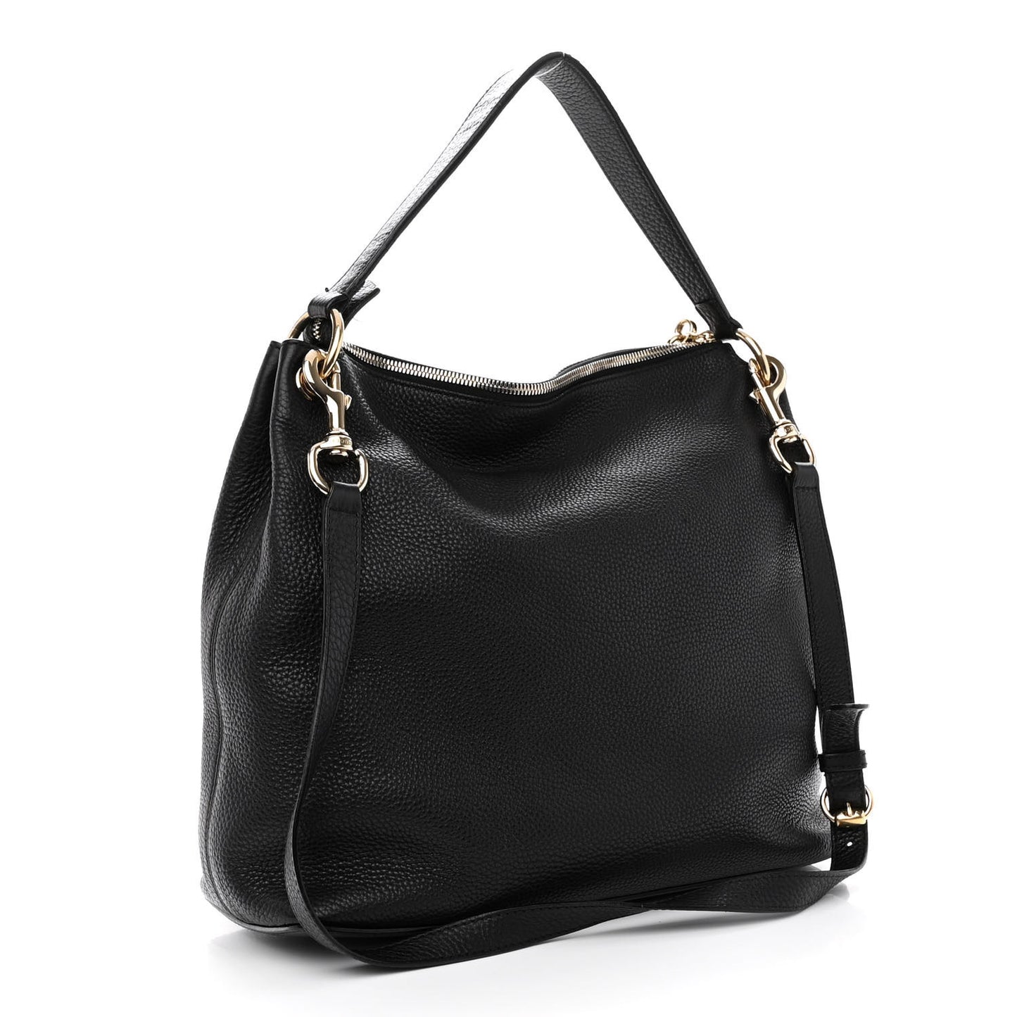 Pebbled Calfskin Large Soho Hobo Black