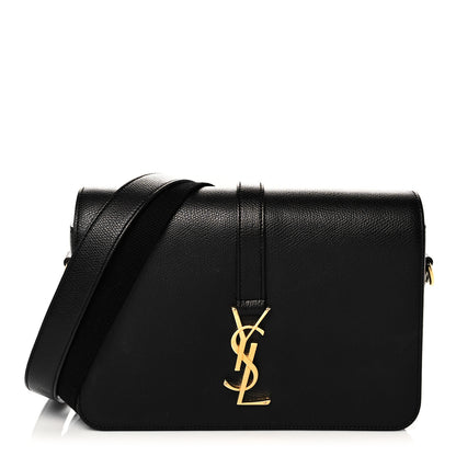 Saint Laurent Textured Calfskin Medium Classic Monogram Universite Bag Black 1 of 12
