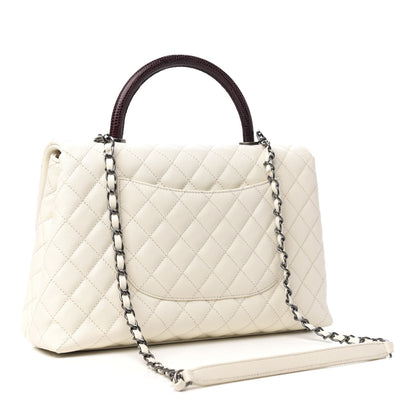 Chanel Caviar Lizard Quilted Medium Coco Handle Flap White 3 of 11
