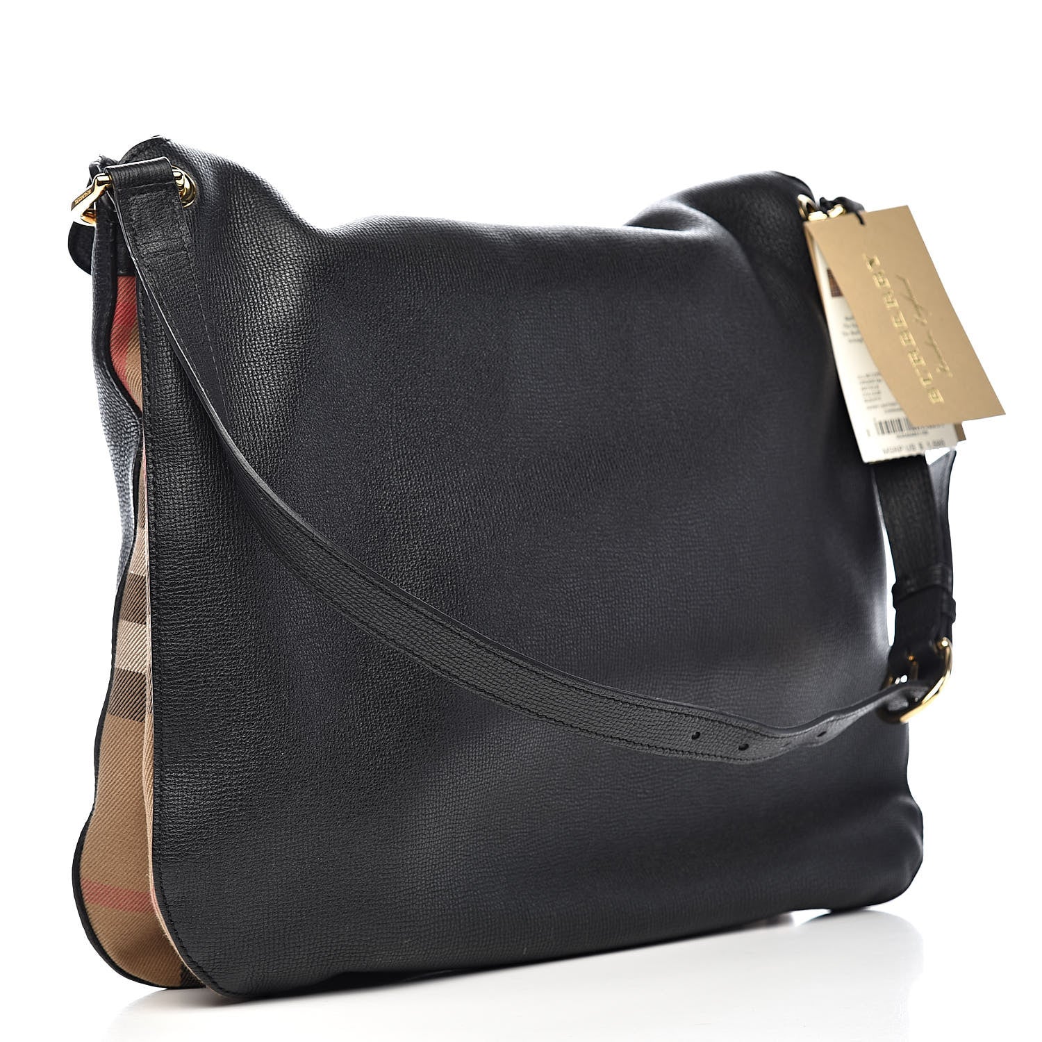 Burberry Derby Calfskin House Check Cornwall Hobo Black 3 of 12