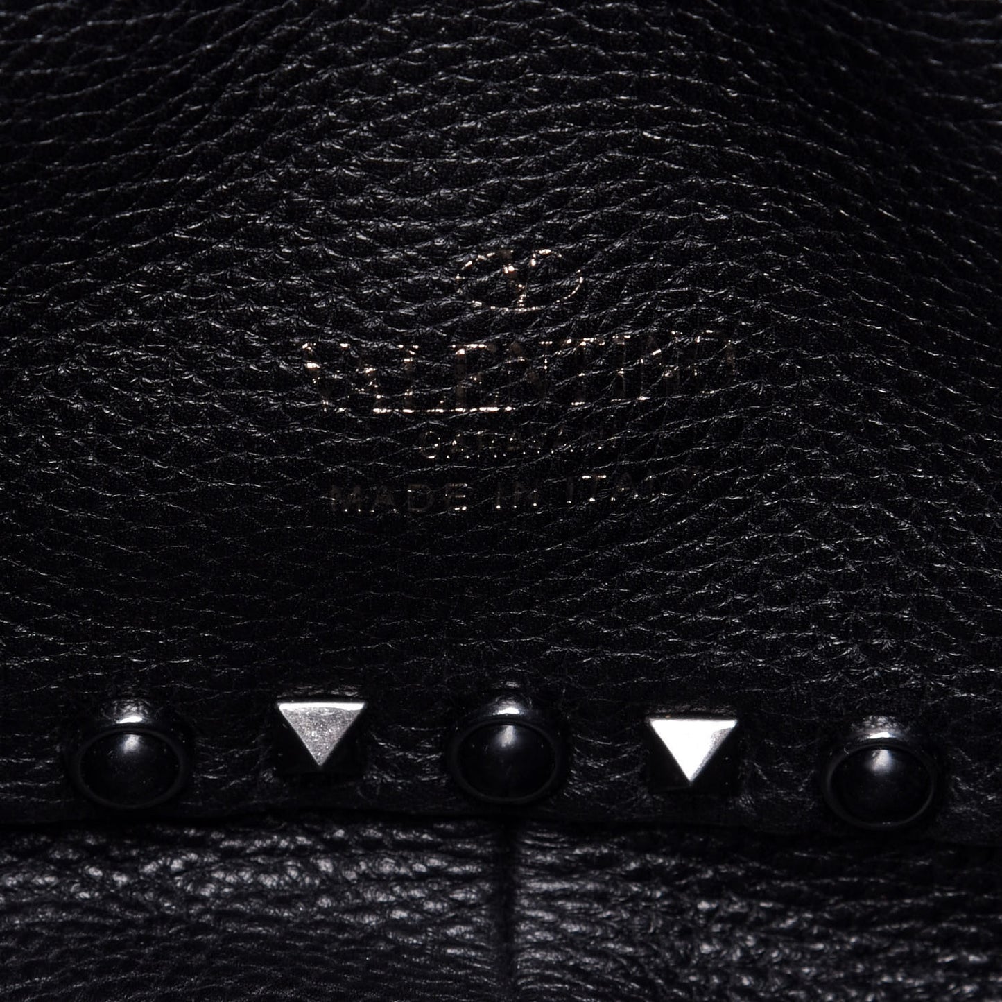 Grained Calfskin Medium Rolling Rockstud Reversible Tote Black