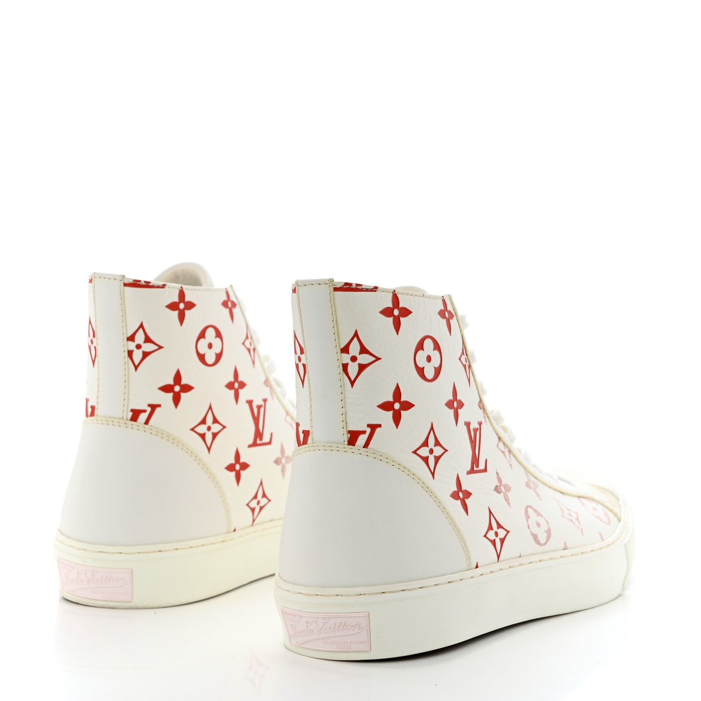 Monogram Mens Tattoo Sneaker Boots 8 White Red