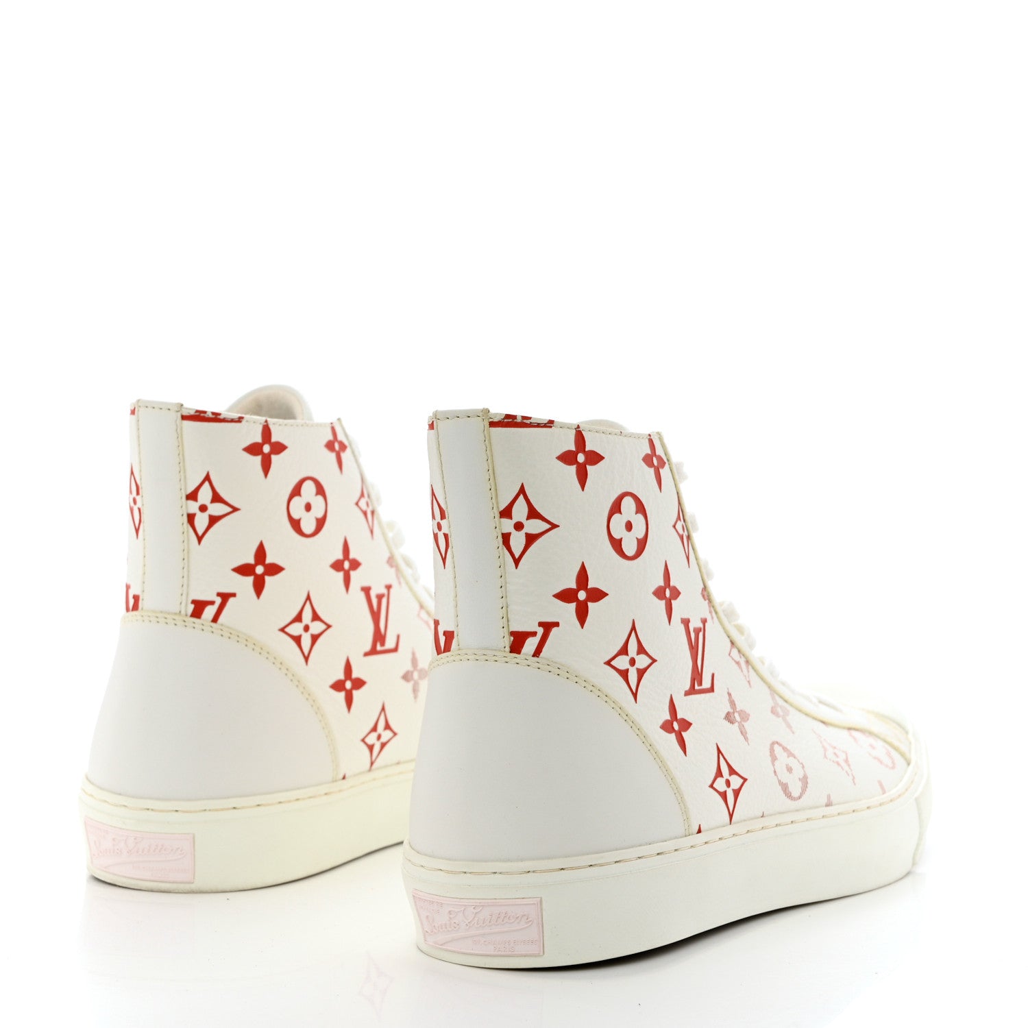 Louis Vuitton Monogram Mens Tattoo Sneaker Boots 8 White Red 4 of 8