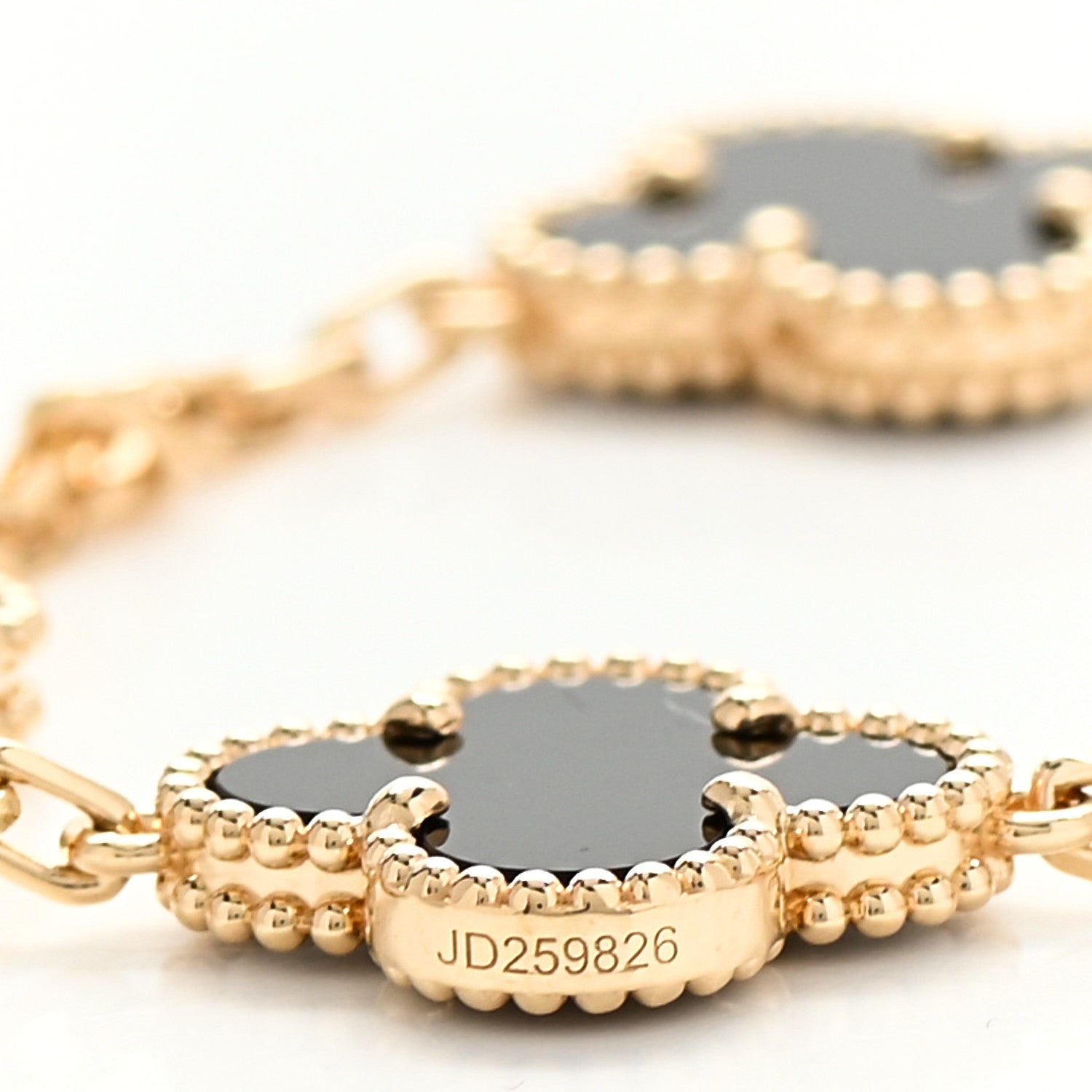 Van Cleef & Arpels 18K Yellow Gold Black Onyx 5 Motifs Vintage Alhambra Bracelet 4 of 5