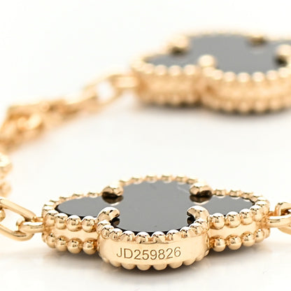 Van Cleef & Arpels 18K Yellow Gold Black Onyx 5 Motifs Vintage Alhambra Bracelet 4 of 5