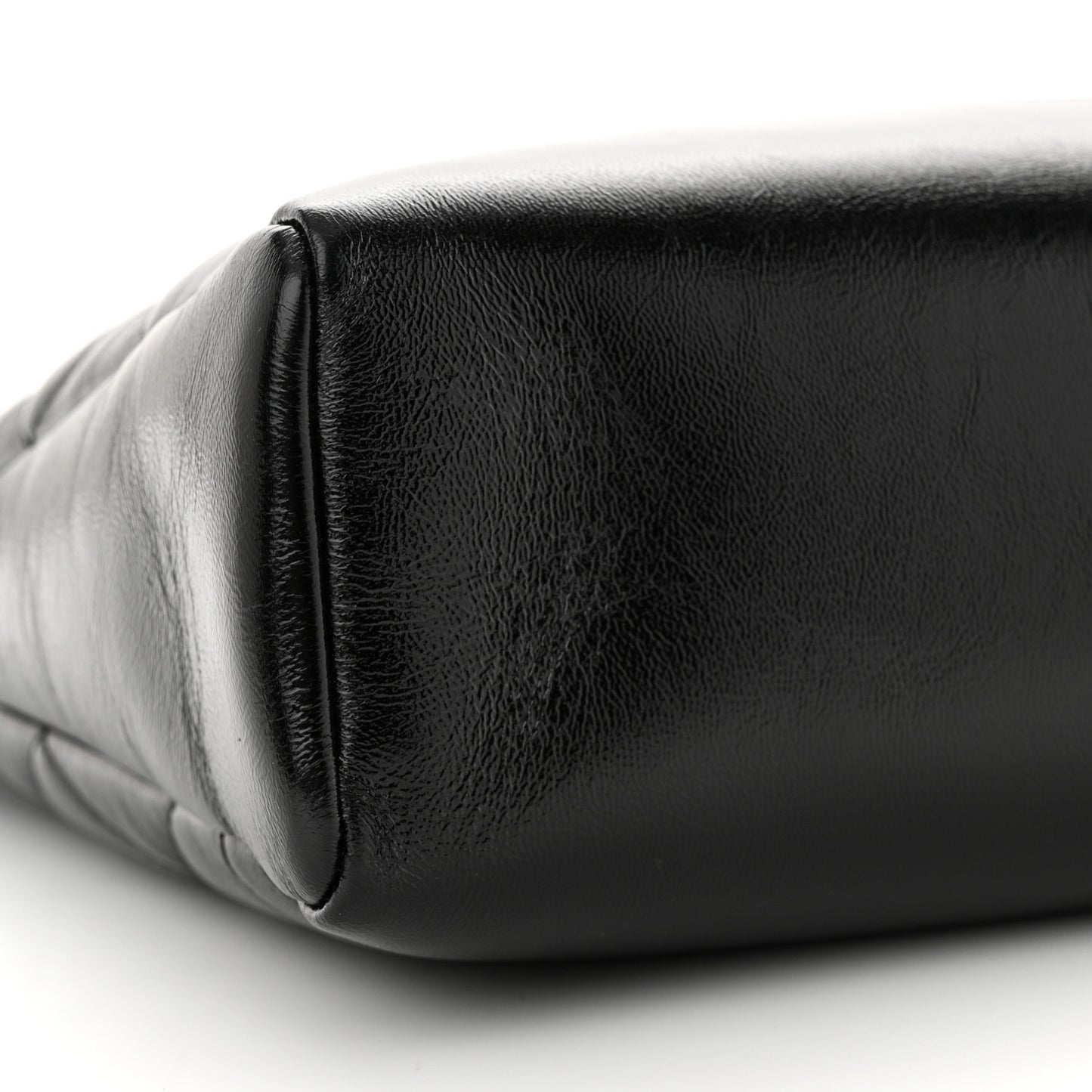 Shiny Lambskin Quilted Small 31 Shopping Bag Black
