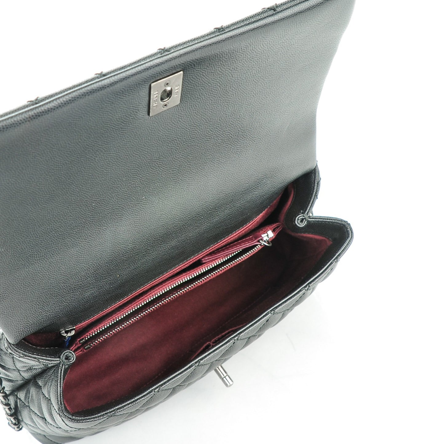 Caviar Quilted Small Coco Handle Flap Black