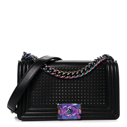 Chanel Lambskin LED Iridescent Metal Medium Boy Flap Black Multicolor 1 of 13