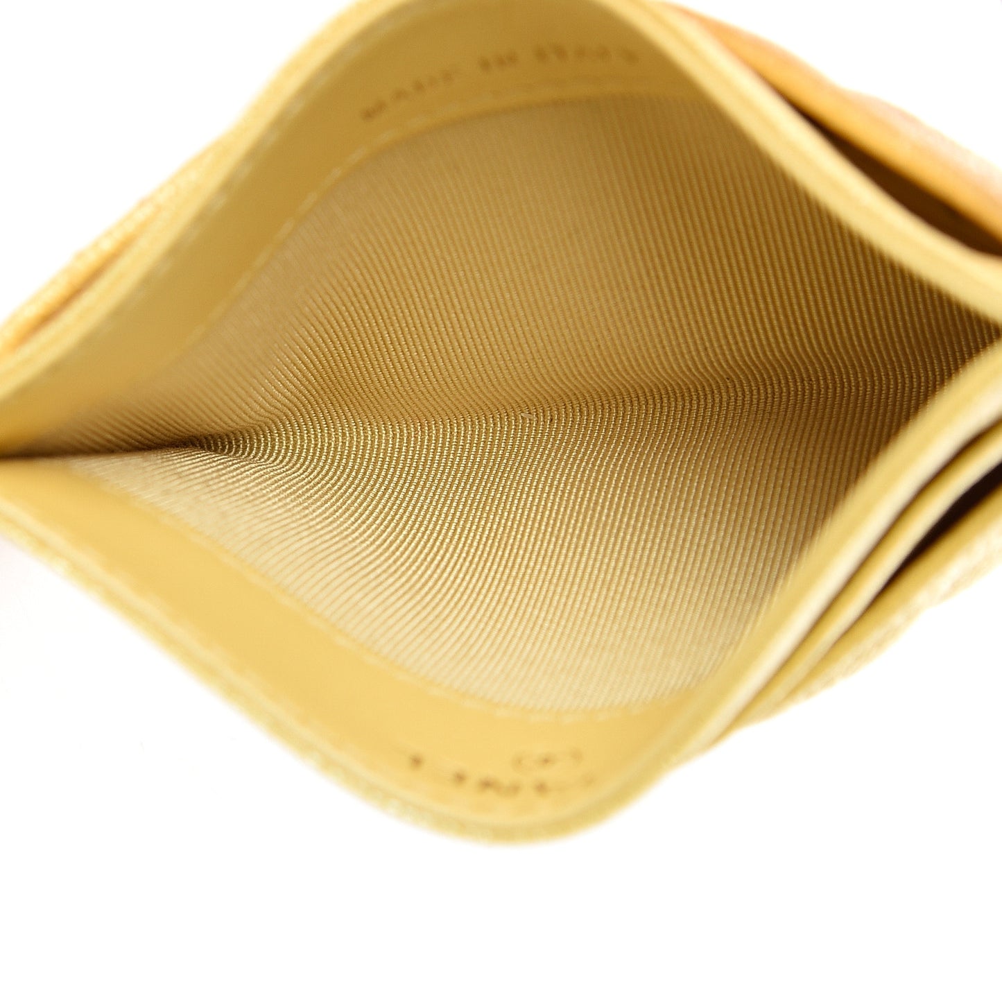 Iridescent Caviar Quilted Card Holder Yellow